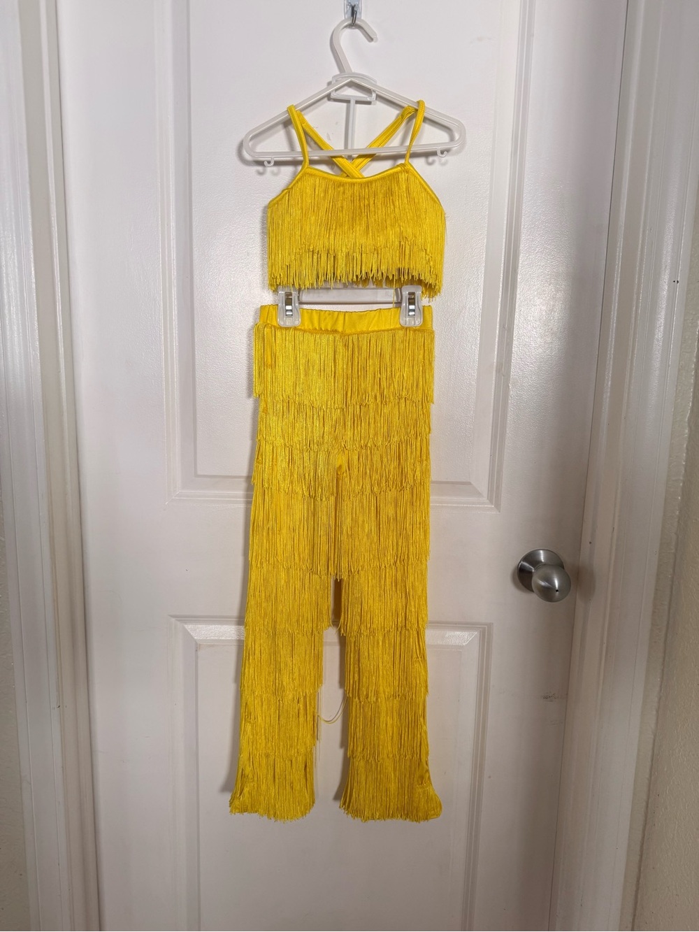 Yellow Fringe Dance Costume Set - Kids